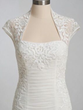 Sue Wong Romantic Embellished Wedding Reception Dress Lace Sheer Back Size 12